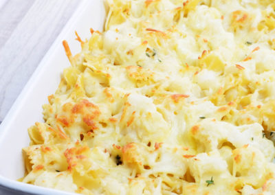 Bolo de Macarrão Gravata De com Frango e Parmesão