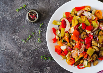 ao Molho de Pimentão e Berinjela