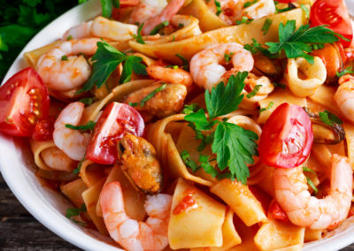 ao Molho Cremoso de Camarão e Conhaque