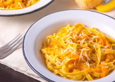 com Creme de Abóbora e Parmesão