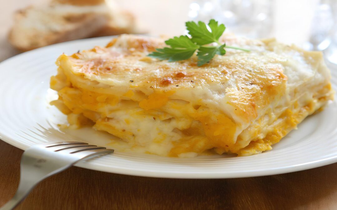 Lasanha de Abóbora e Gorgonzola com Molho Branco
