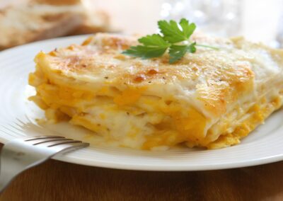 Lasanha de Abóbora e Gorgonzola com Molho Branco