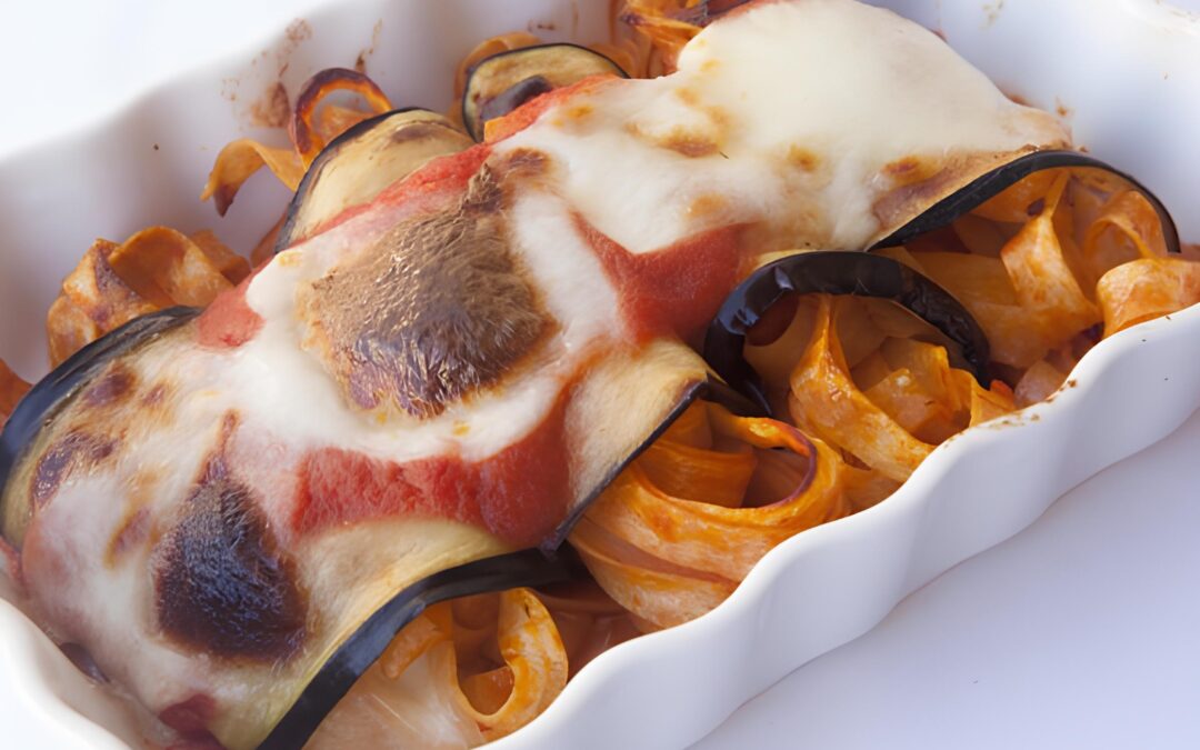 Macarrão Ninho ao Forno com Berinjela