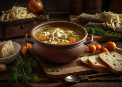 Sopa de Macarrão com Legumes e Frango